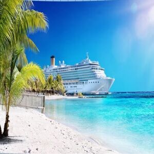 Tropical Island Tapestry - Blue and Green new in excellent condition Cruise Ship